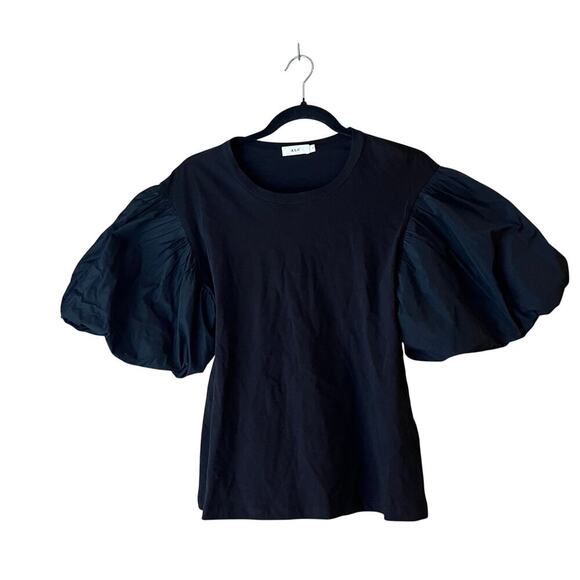 ALC Tops - ALC Black Puff Sleeve Blouse T Shirt Medium Women’s Balloon Sleeve Cotton